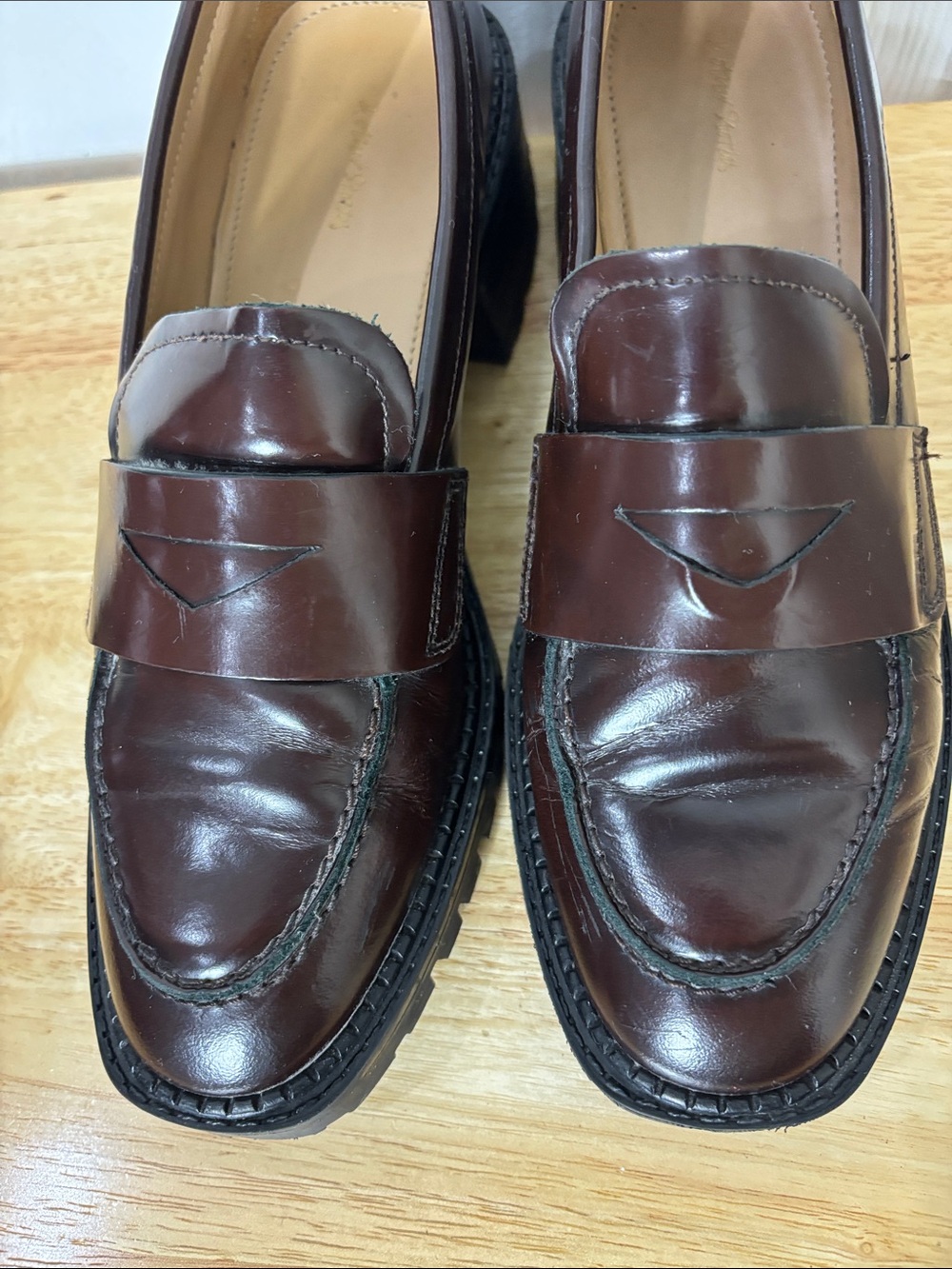 & Other Stories Brown Chunky Penny Loafers with Lug Sole size 8 - Picture 4 of 12